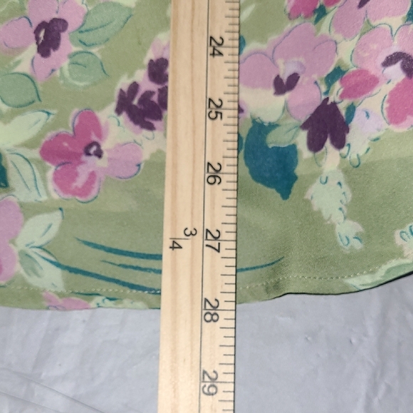 Bubble Skirt A Line Mini Floral Print Chiffon Lined Green Pink Purple Whimsical - Picture 7 of 7